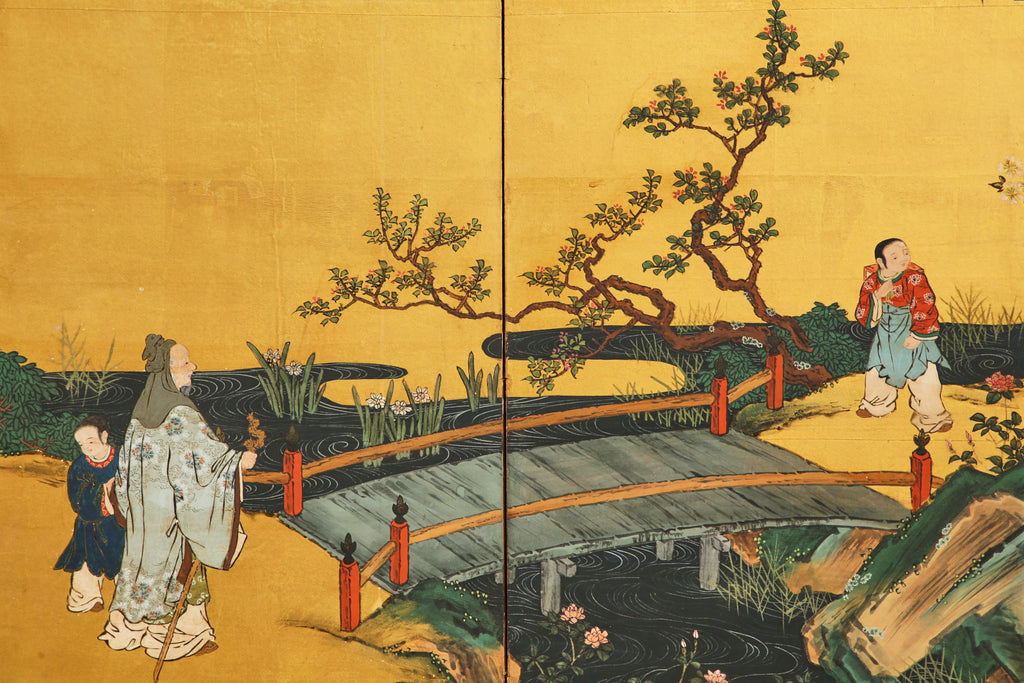 Pair of Japanese Edo Six Panel Screens the Seven Sages