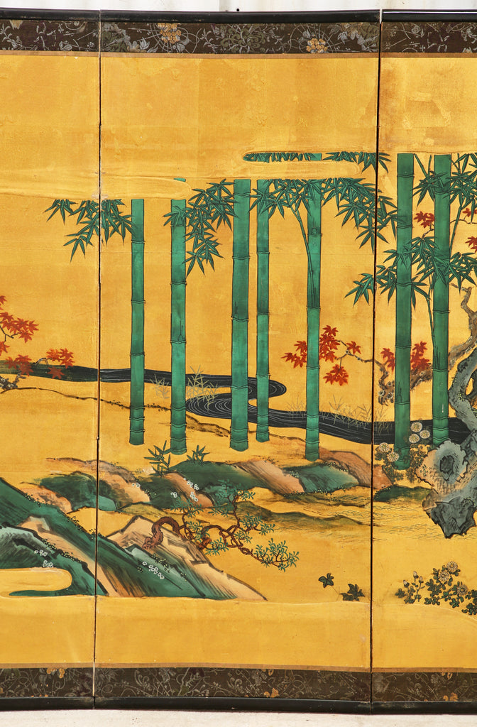 Pair of Japanese Edo Six Panel Screens the Seven Sages