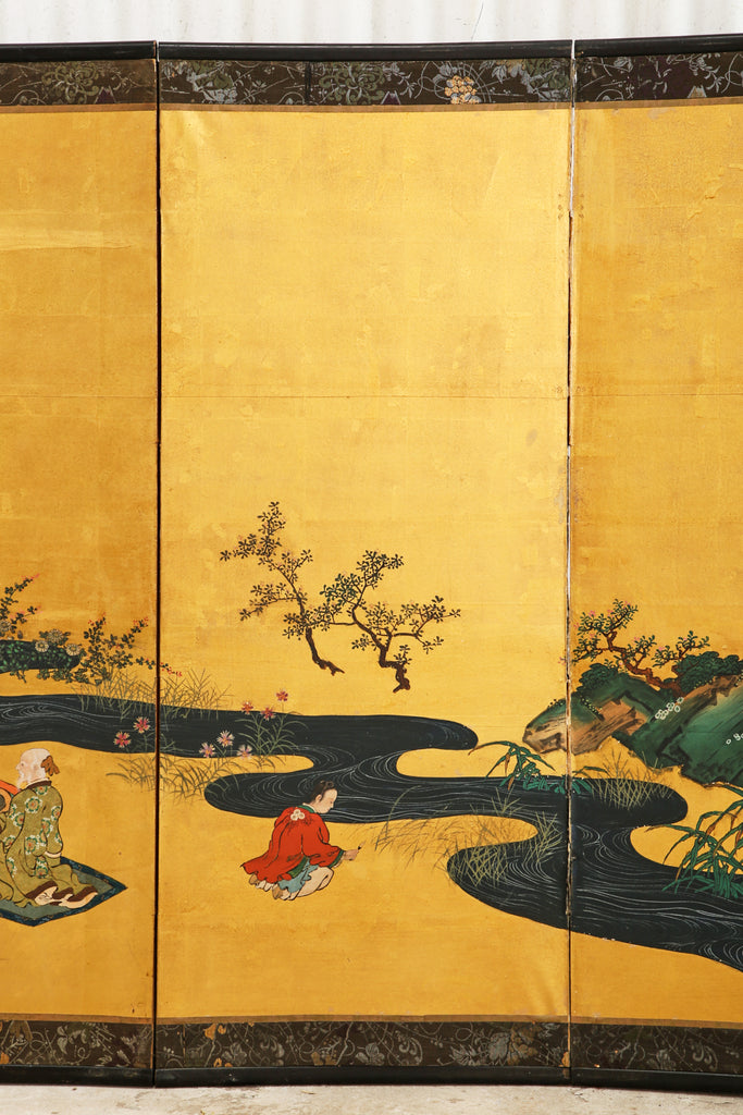 Pair of Japanese Edo Six Panel Screens the Seven Sages
