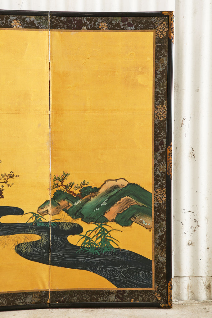 Pair of Japanese Edo Six Panel Screens the Seven Sages