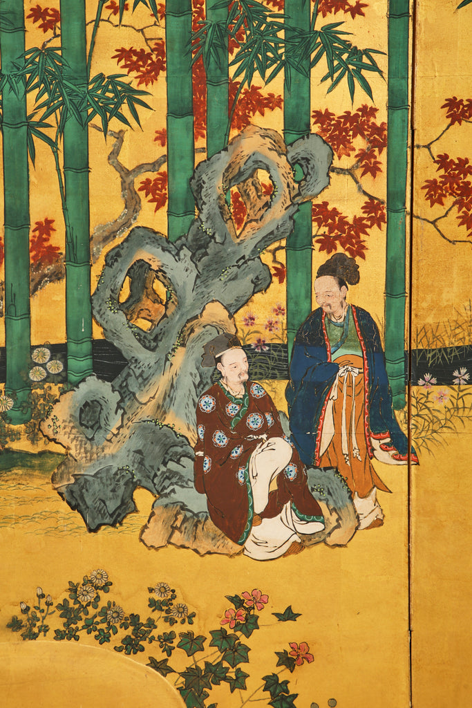 Pair of Japanese Edo Six Panel Screens the Seven Sages