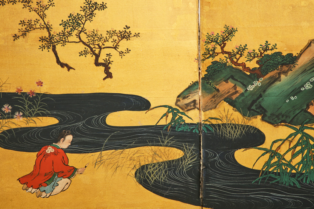 Pair of Japanese Edo Six Panel Screens the Seven Sages