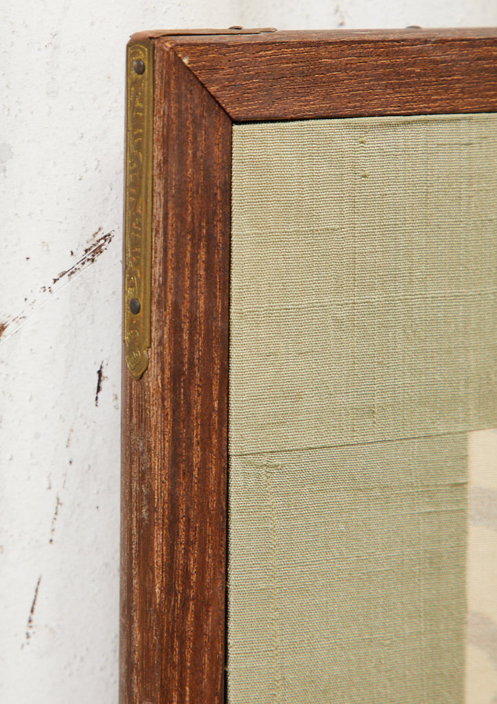 Japanese Showa Two Panel Screen Embroidered Silk Gilt Boxes