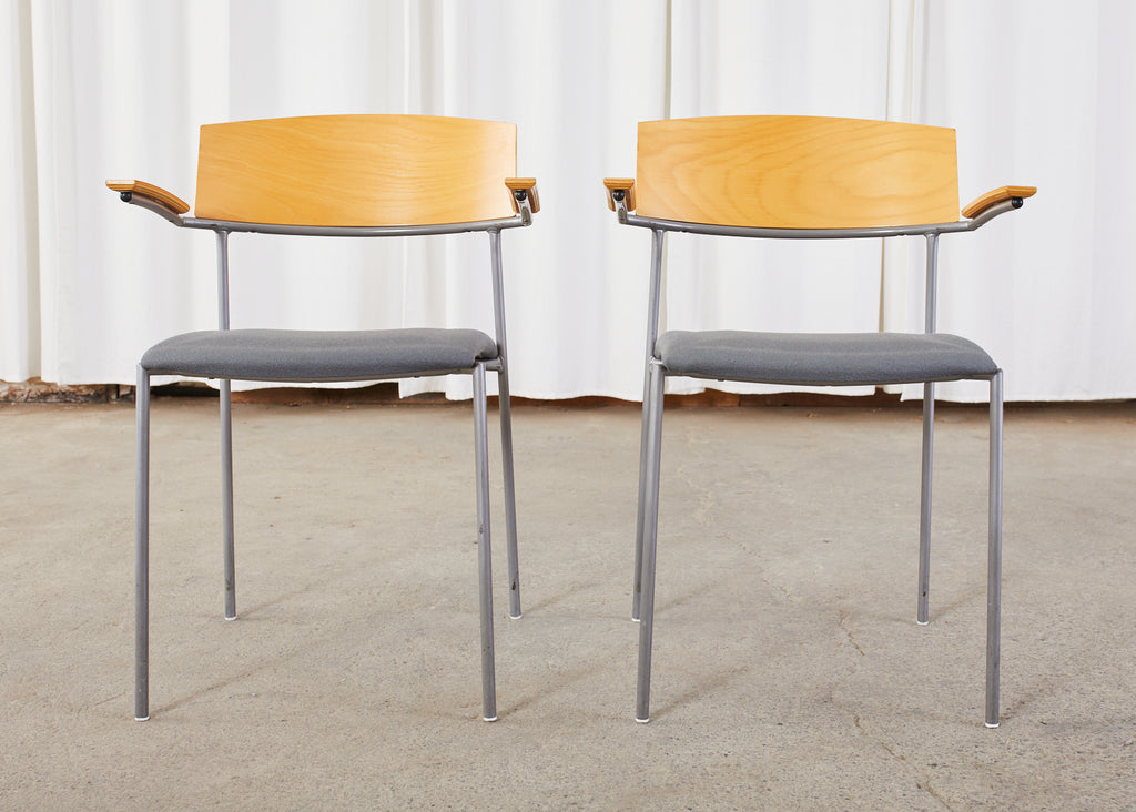 Set of Thirteen Swedish Modern EFG Offy Stacking Chairs