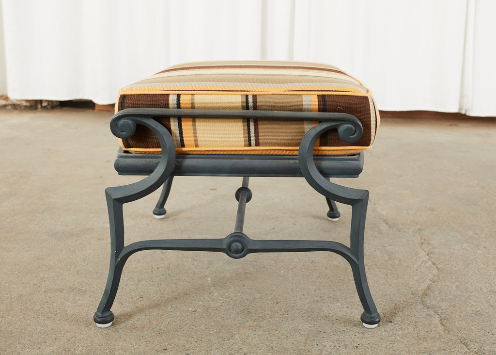 Set of Six Neoclassical Style Garden Armchairs with Ottoman