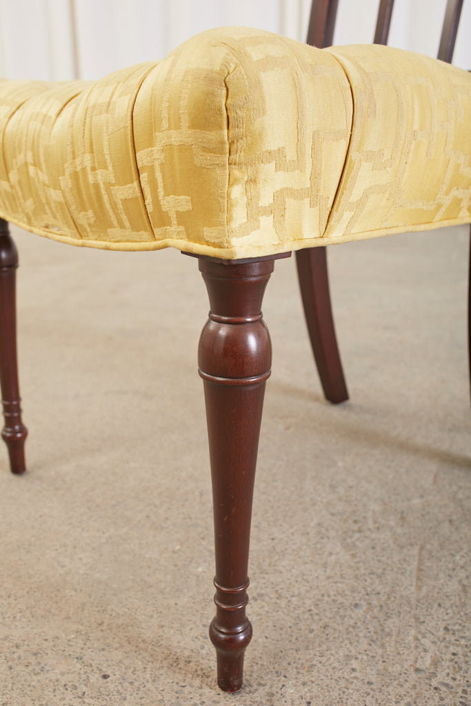 Set of Six English Regency Mahogany Tufted Dining Chairs