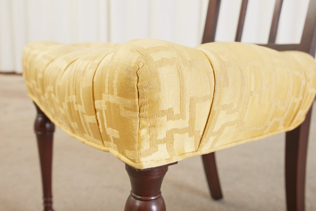 Set of Six English Regency Mahogany Tufted Dining Chairs