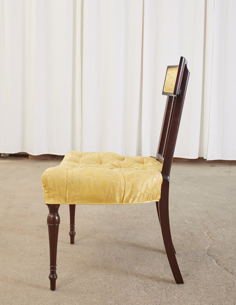 Set of Six English Regency Mahogany Tufted Dining Chairs