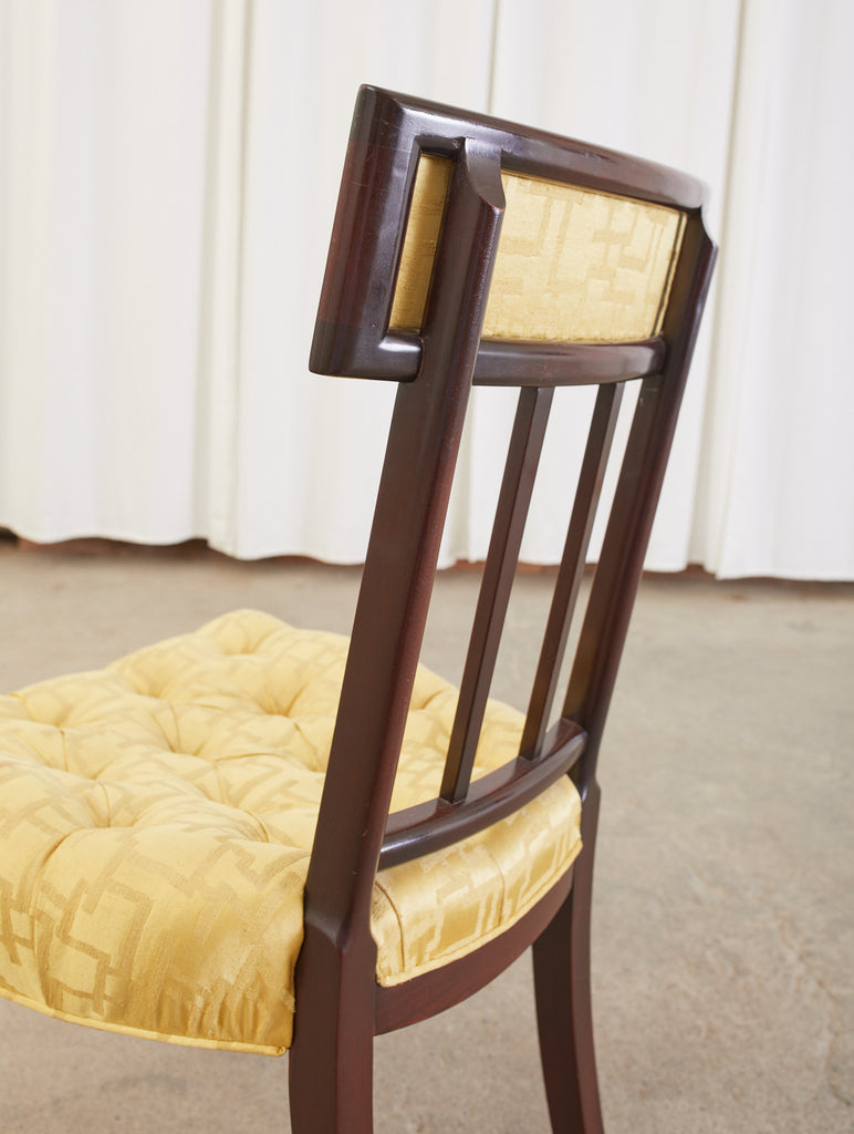 Set of Six English Regency Mahogany Tufted Dining Chairs