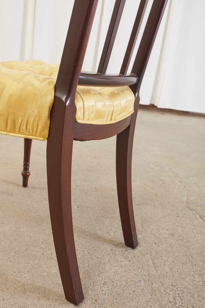 Set of Six English Regency Mahogany Tufted Dining Chairs