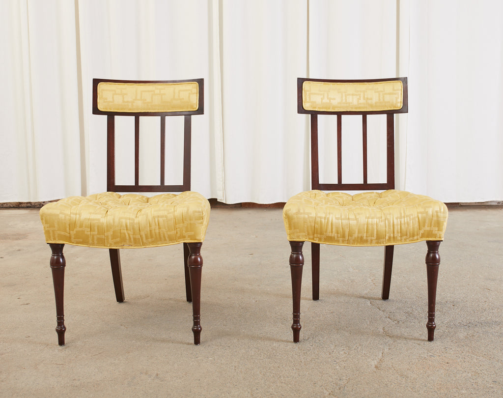 Set of Six English Regency Mahogany Tufted Dining Chairs