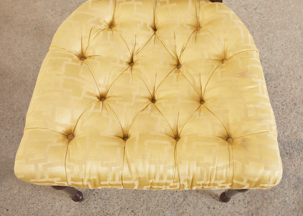 Set of Six English Regency Mahogany Tufted Dining Chairs