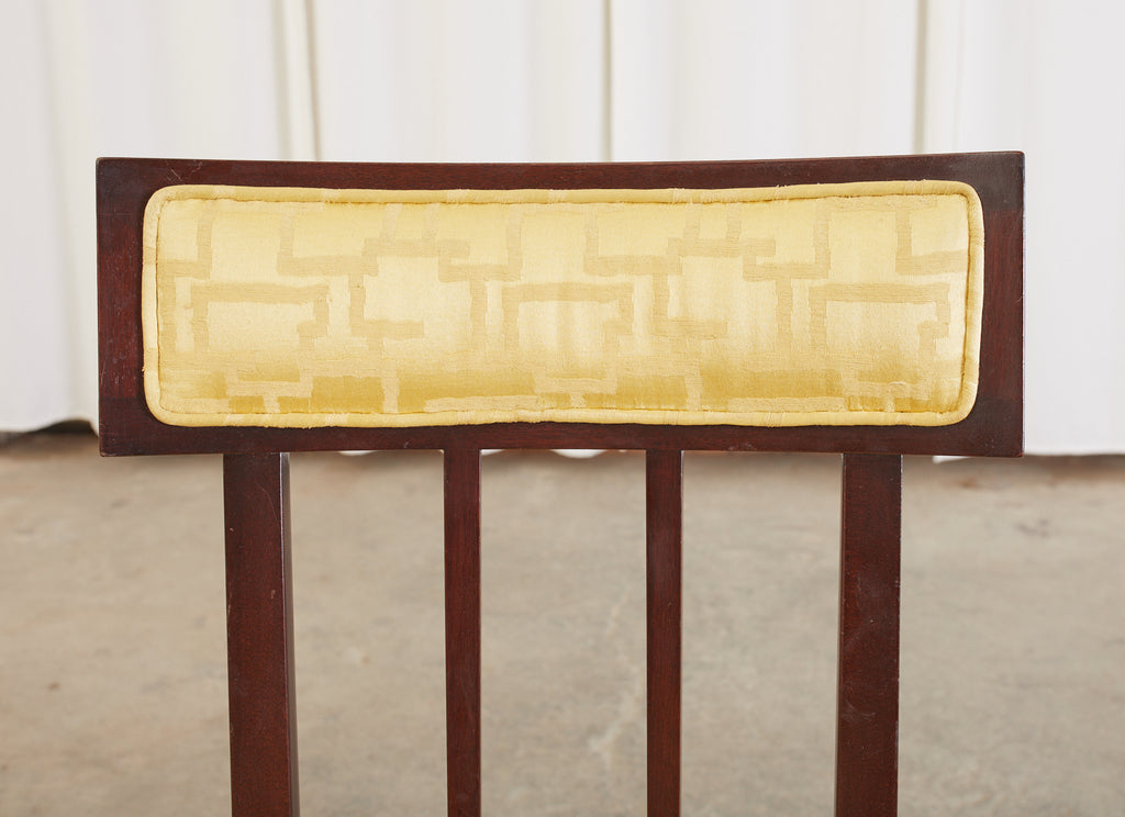 Set of Six English Regency Mahogany Tufted Dining Chairs