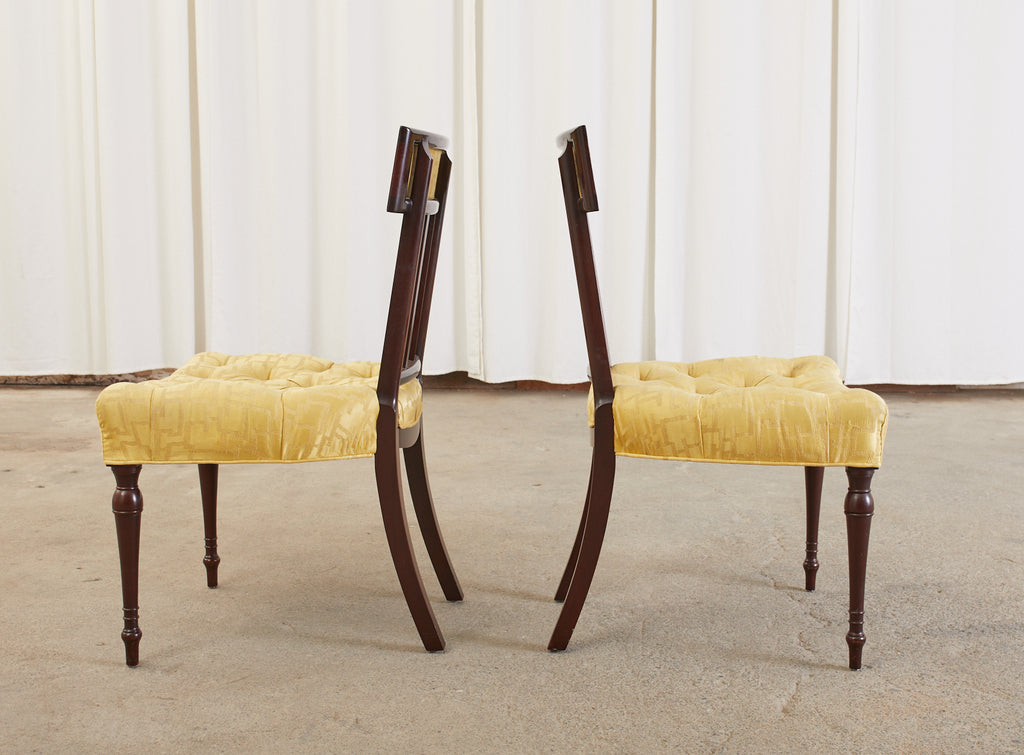 Set of Six English Regency Mahogany Tufted Dining Chairs