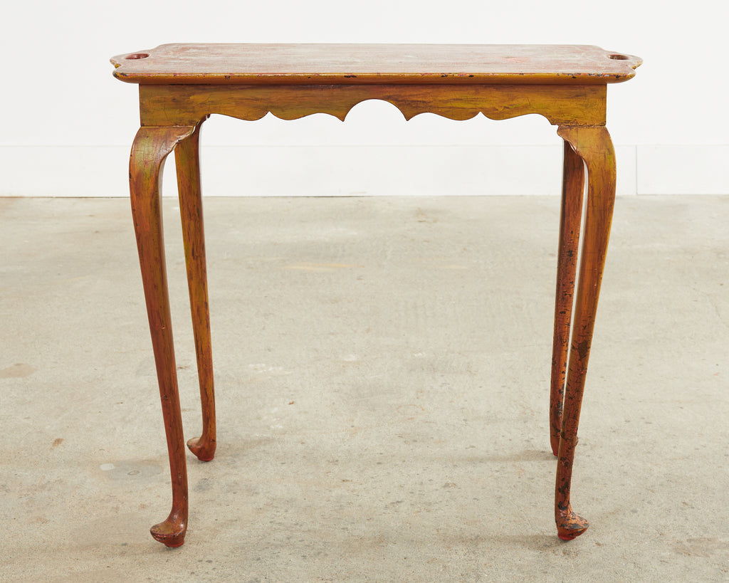 19th Century Queen Anne Style Tray Table Lacquered by Ira Yeager