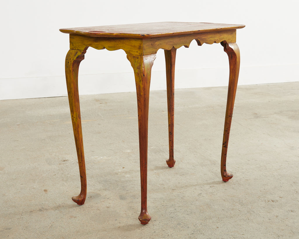 19th Century Queen Anne Style Tray Table Lacquered by Ira Yeager