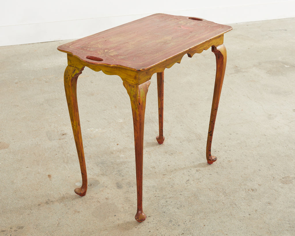 19th Century Queen Anne Style Tray Table Lacquered by Ira Yeager