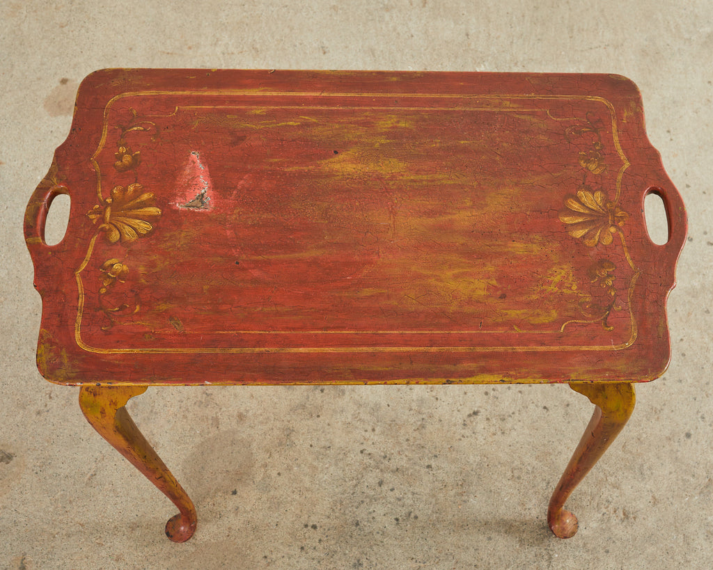 19th Century Queen Anne Style Tray Table Lacquered by Ira Yeager