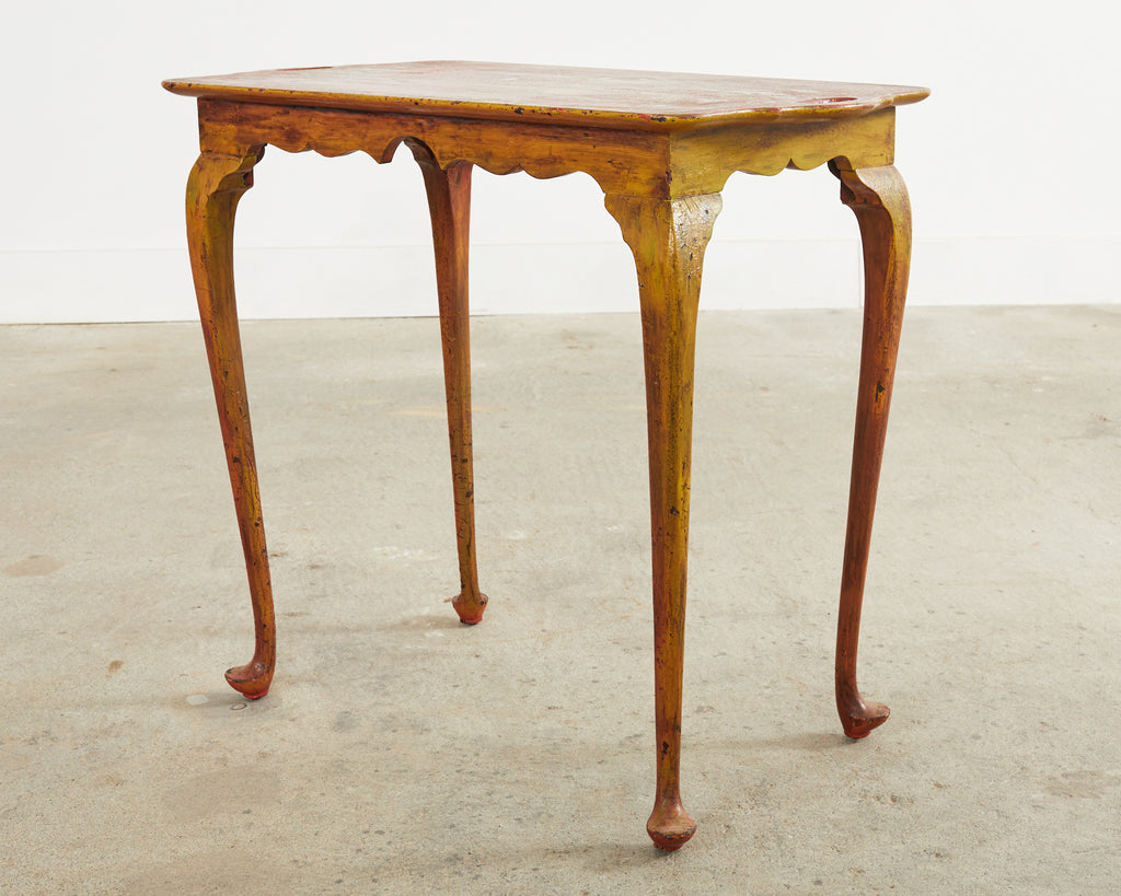 19th Century Queen Anne Style Tray Table Lacquered by Ira Yeager