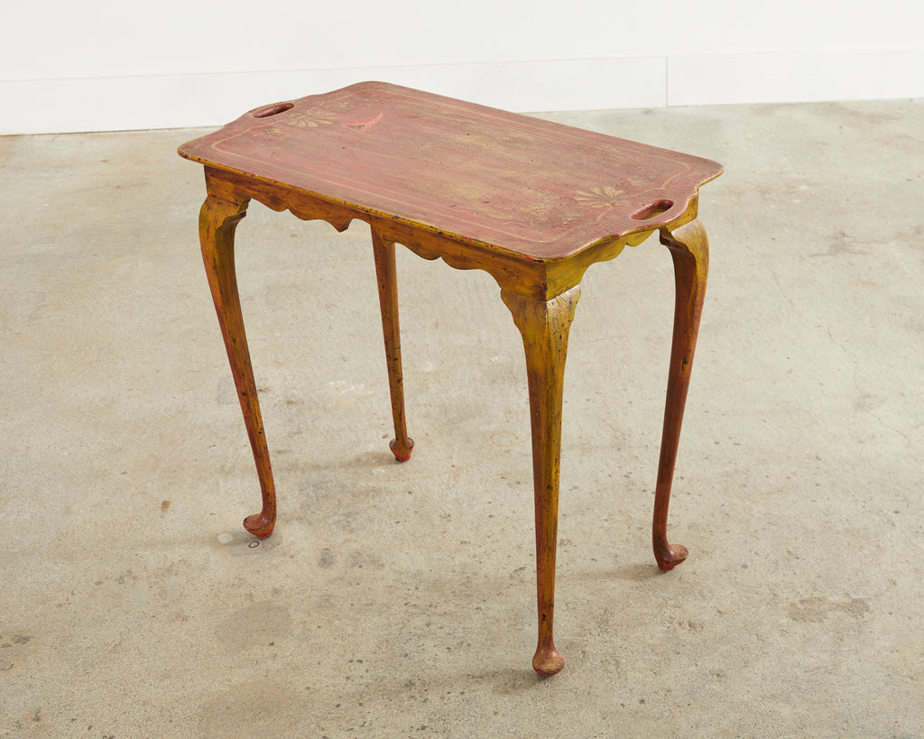 19th Century Queen Anne Style Tray Table Lacquered by Ira Yeager