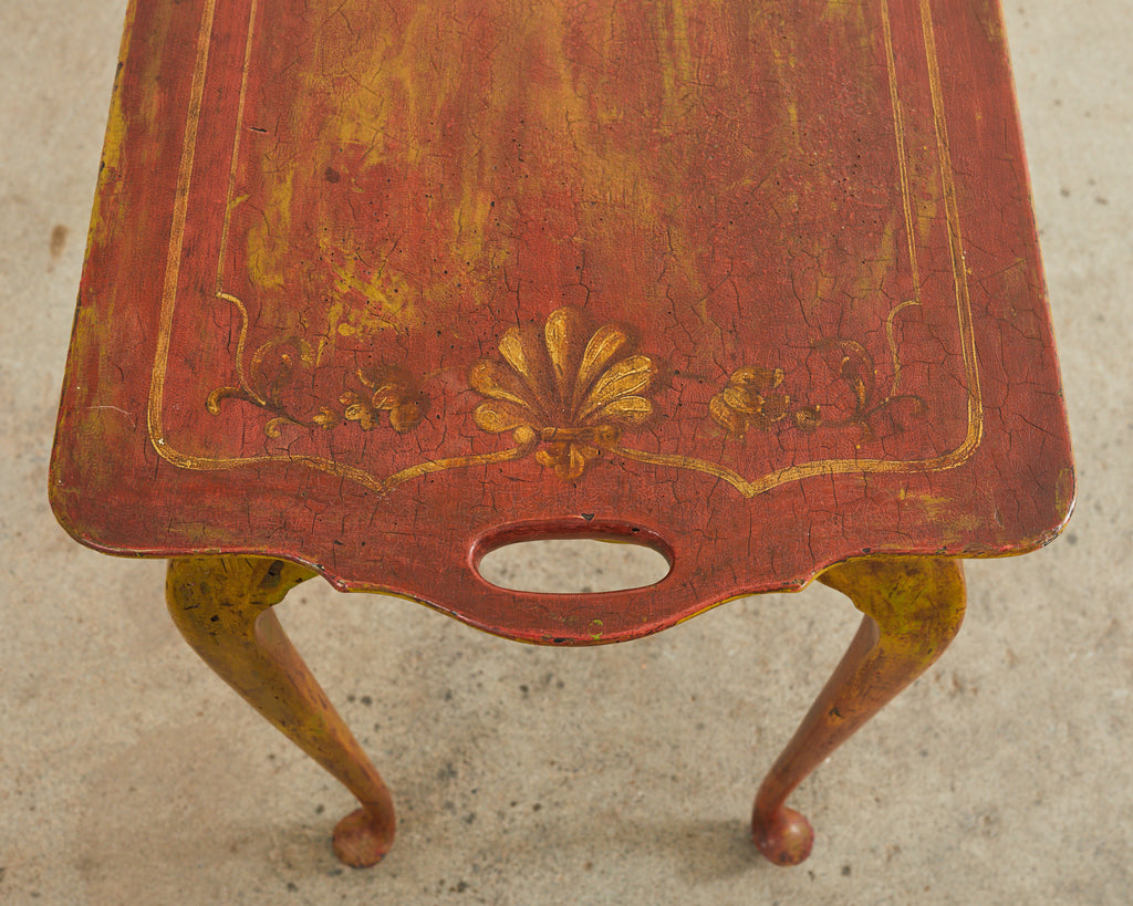 19th Century Queen Anne Style Tray Table Lacquered by Ira Yeager