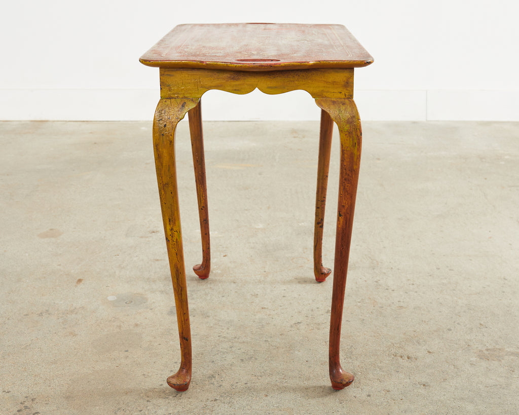 19th Century Queen Anne Style Tray Table Lacquered by Ira Yeager