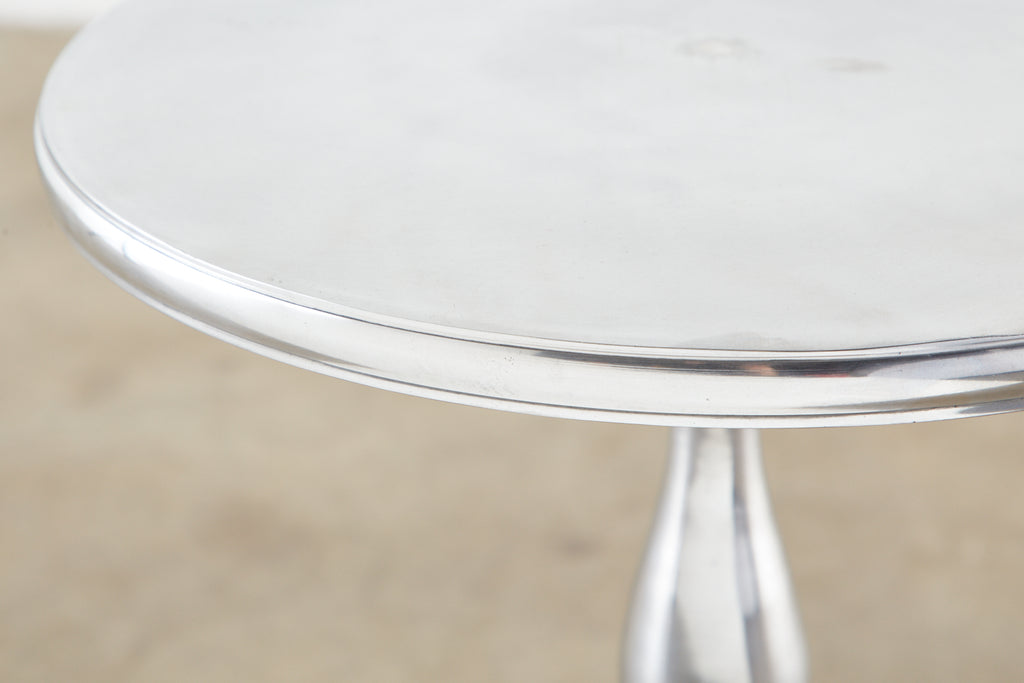 Pair of Polished Metal Round Pedestal Drink Tables