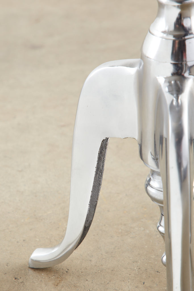 Pair of Polished Metal Round Pedestal Drink Tables