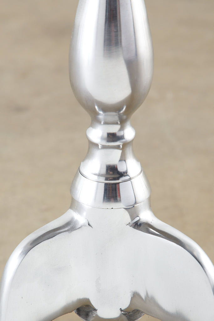 Pair of Polished Metal Round Pedestal Drink Tables