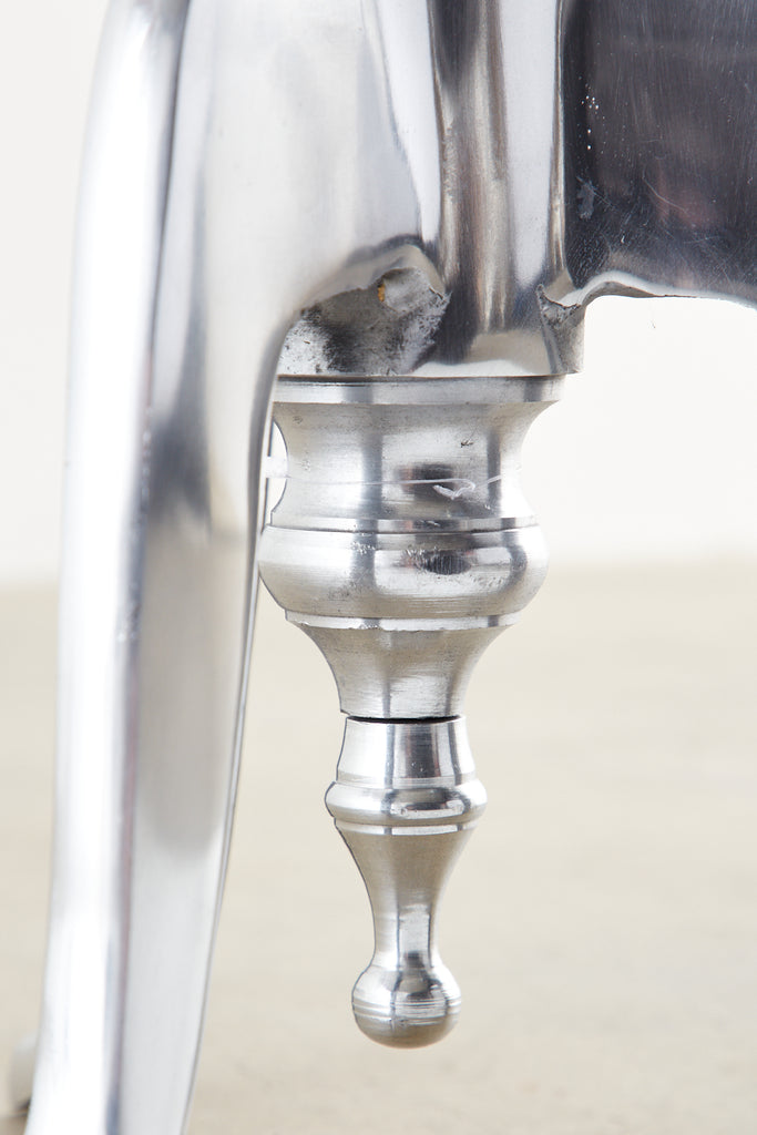 Pair of Polished Metal Round Pedestal Drink Tables