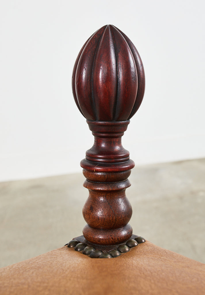 Set of Six Baroque Style Oak Barley Twist Dining Stools