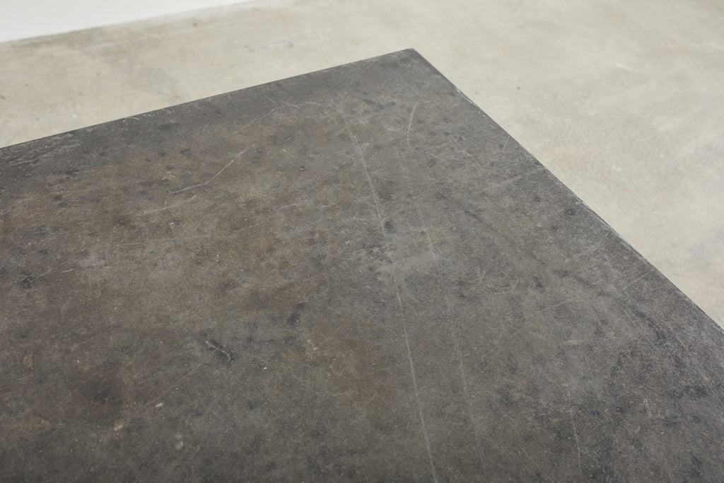 Mid-century Faux Bamboo Iron Slate Top Garden Dining Table