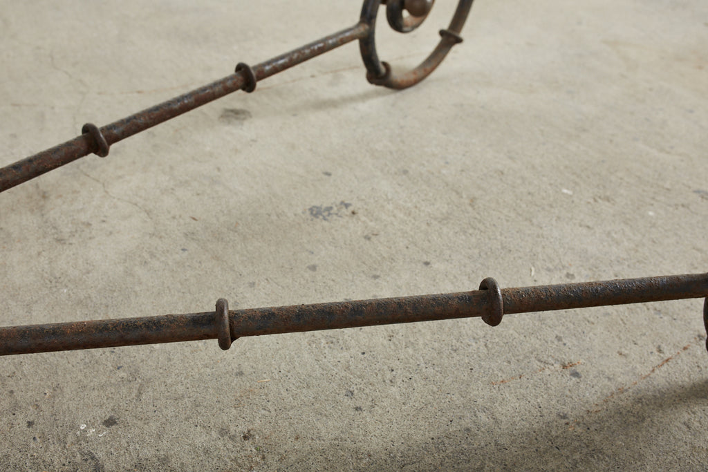 Mid-century Faux Bamboo Iron Slate Top Garden Dining Table