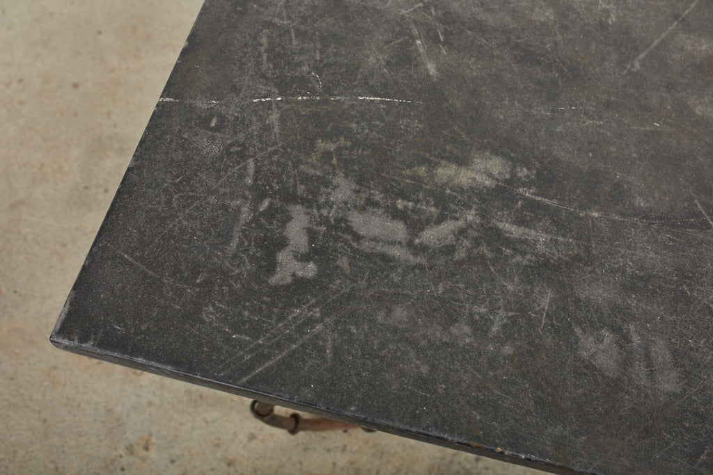 Mid-century Faux Bamboo Iron Slate Top Garden Dining Table