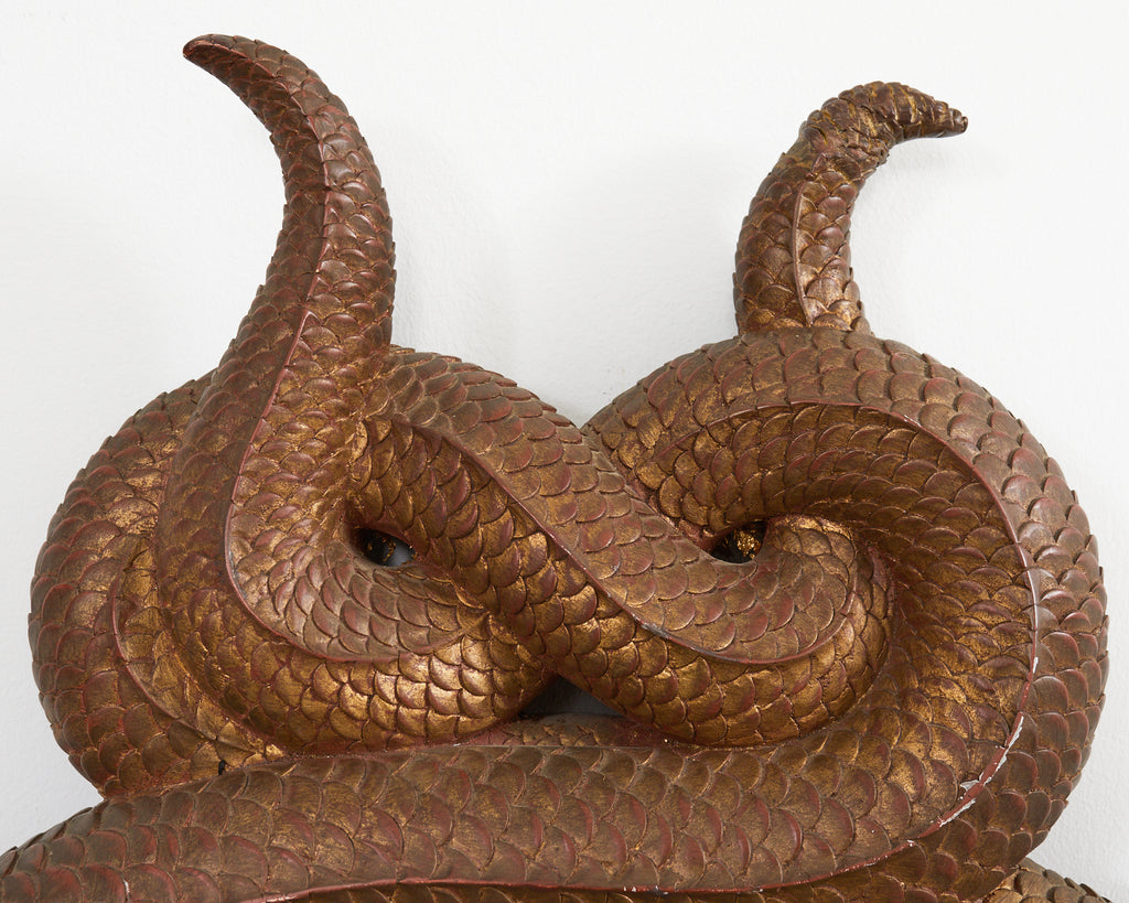 English Regency Style Giltwood Carved Dolphin Serpentine Mirror