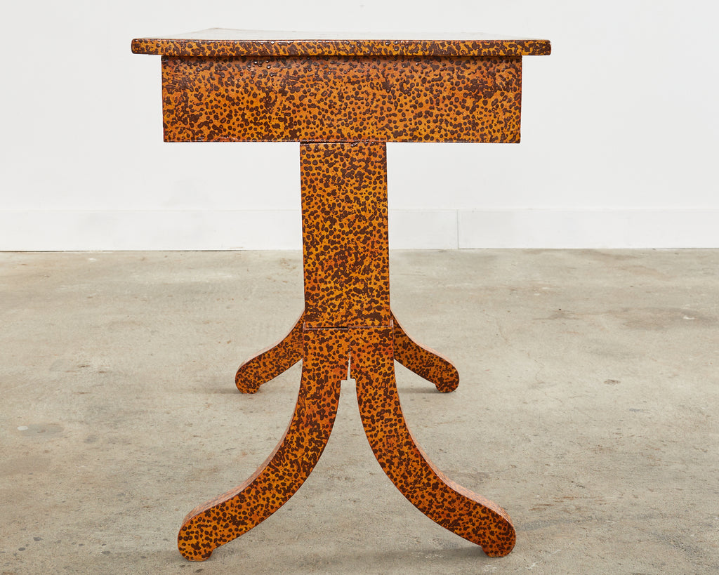 English Regency Style Table Lacquer Speckled by Artist Ira Yeager