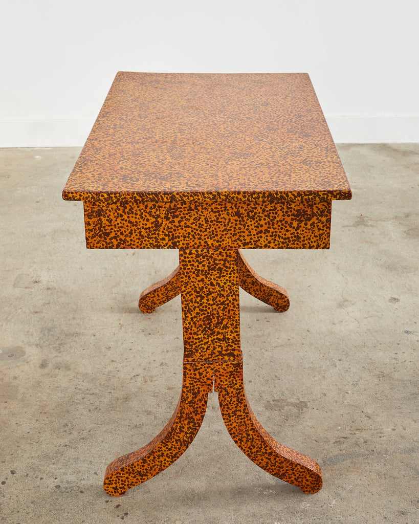 English Regency Style Table Lacquer Speckled by Artist Ira Yeager
