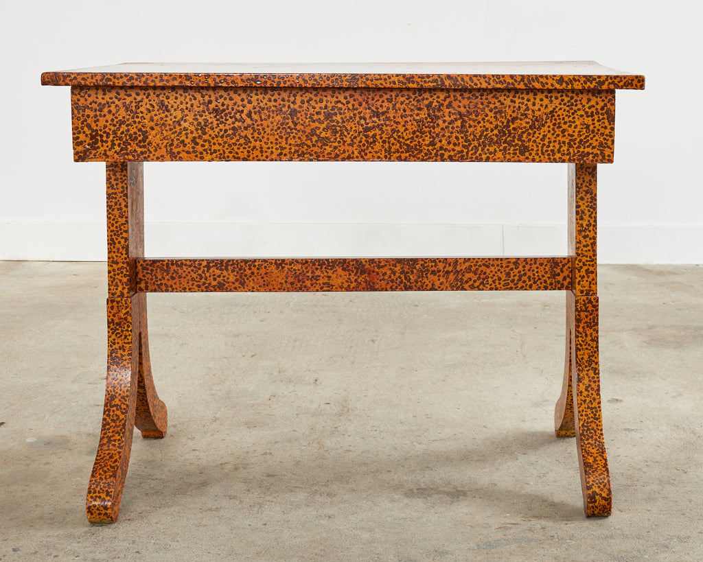 English Regency Style Table Lacquer Speckled by Artist Ira Yeager