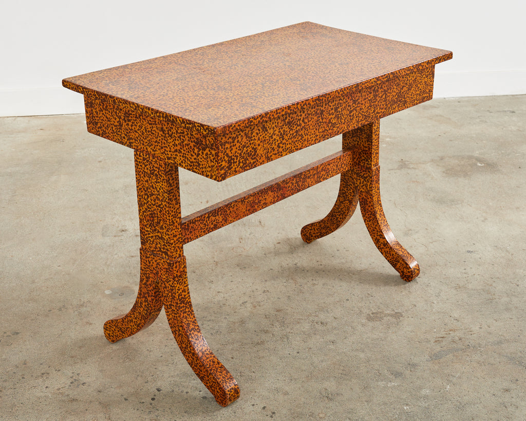 English Regency Style Table Lacquer Speckled by Artist Ira Yeager