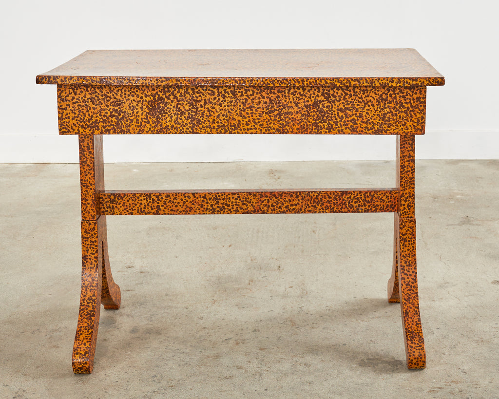 English Regency Style Table Lacquer Speckled by Artist Ira Yeager