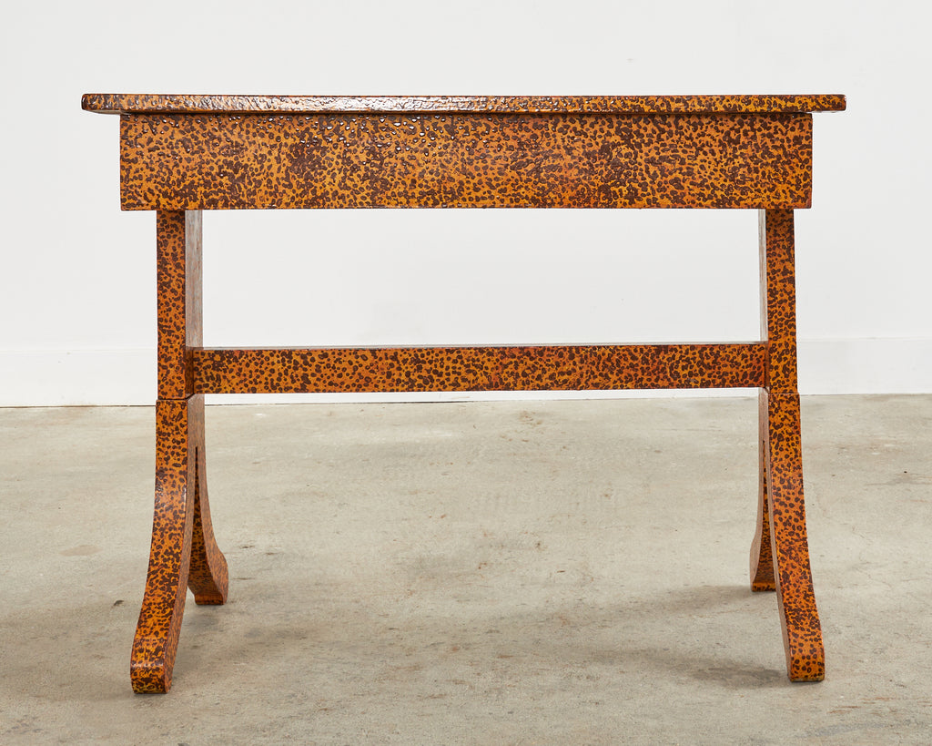 English Regency Style Table Lacquer Speckled by Artist Ira Yeager