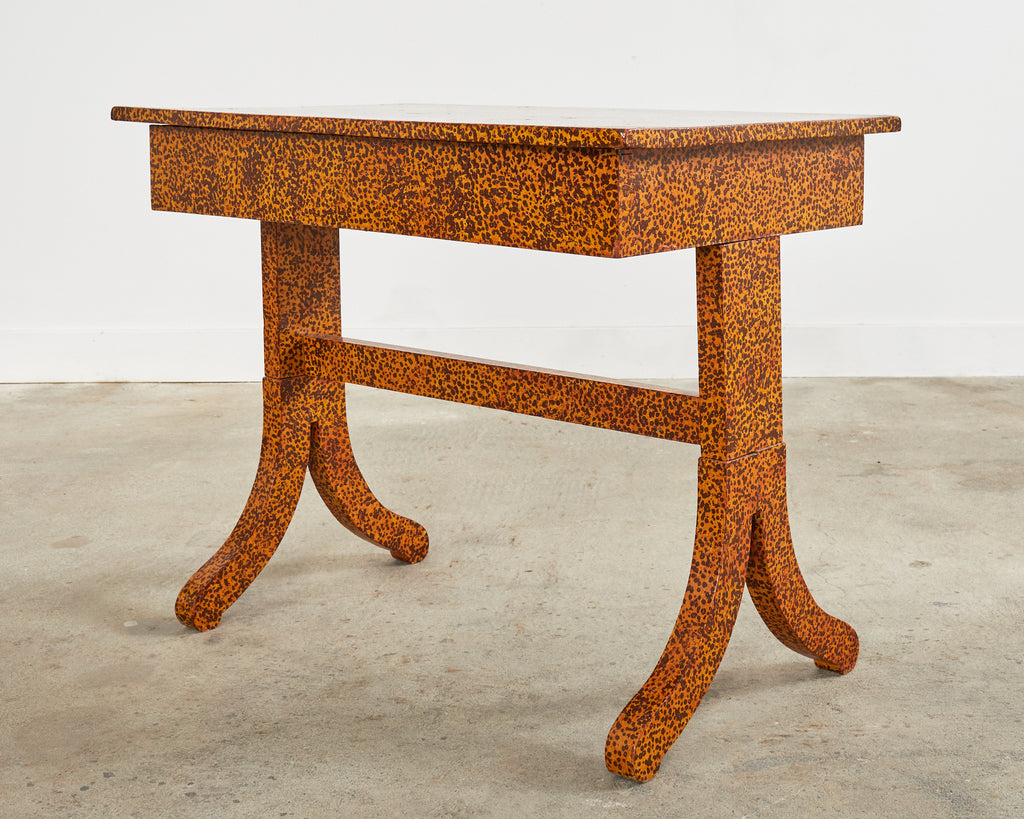 English Regency Style Table Lacquer Speckled by Artist Ira Yeager