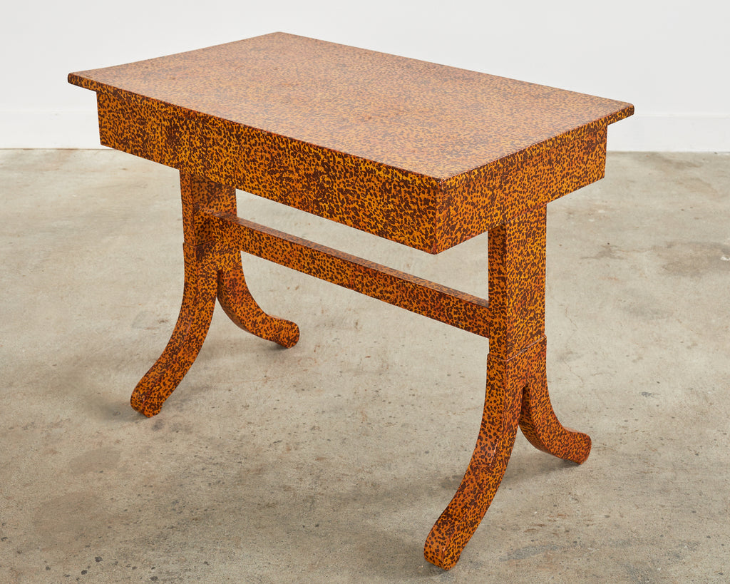 English Regency Style Table Lacquer Speckled by Artist Ira Yeager