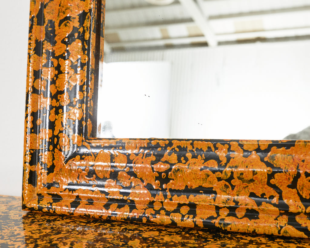 Folk Art Lacquer Speckled Mirror by Artist Ira Yeager