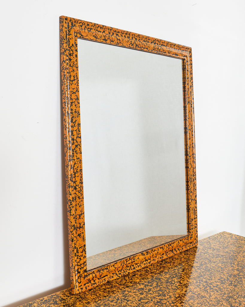 Folk Art Lacquer Speckled Mirror by Artist Ira Yeager