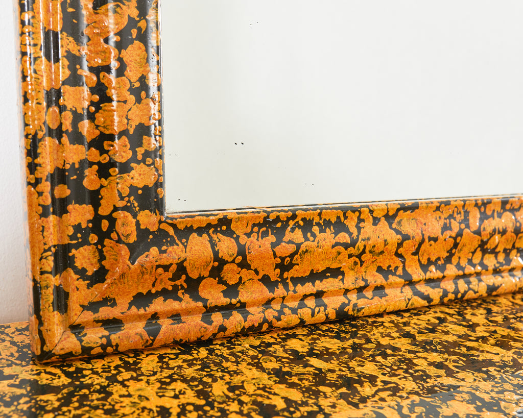 Folk Art Lacquer Speckled Mirror by Artist Ira Yeager