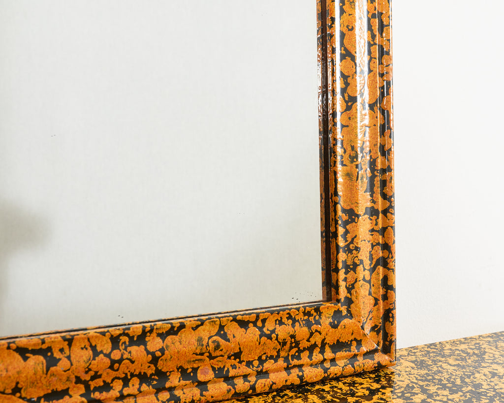 Folk Art Lacquer Speckled Mirror by Artist Ira Yeager