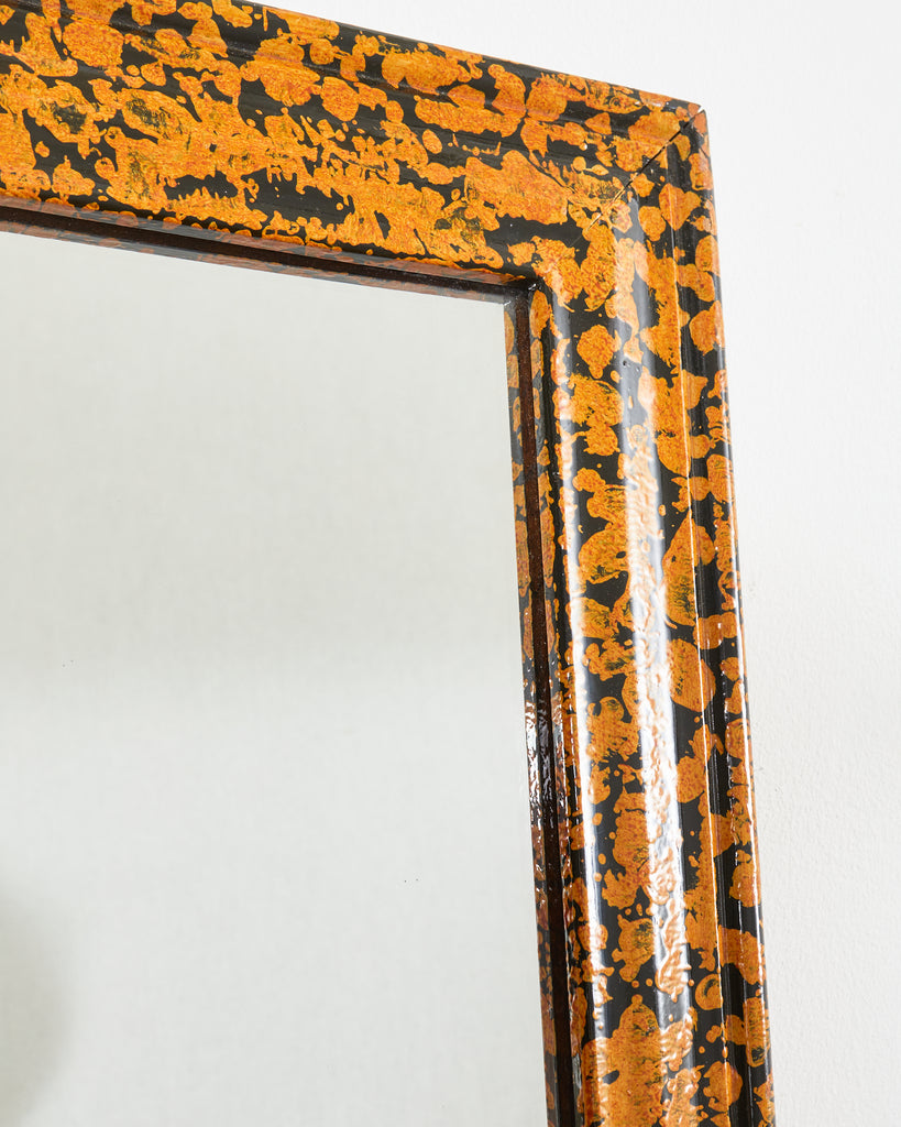 Folk Art Lacquer Speckled Mirror by Artist Ira Yeager