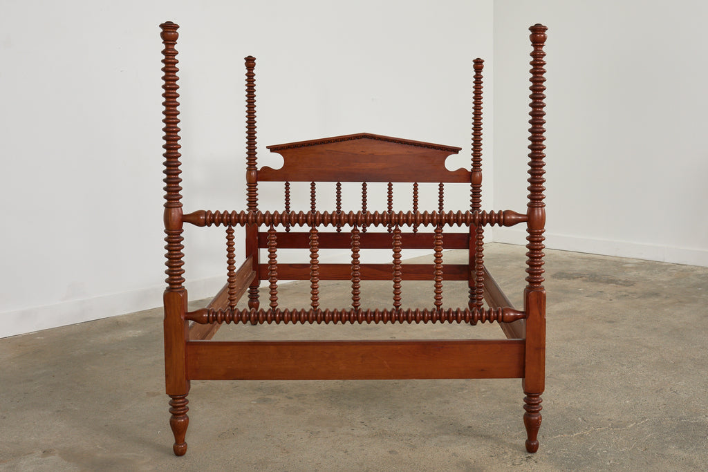 American Classical Bobbin Turned Fruitwood Spindle Bed