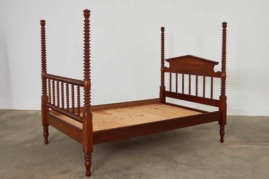 American Classical Bobbin Turned Fruitwood Spindle Bed